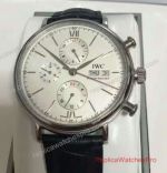 Replica IWC Schaffhausen Portofino Chronograph Watch - Black IWC Portofino Leather Strap